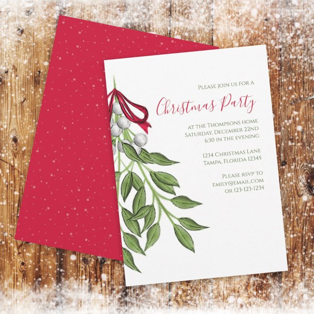 Invitation Noël Vacances Mistletoe Botanique Verdure (Créateur téléchargé)