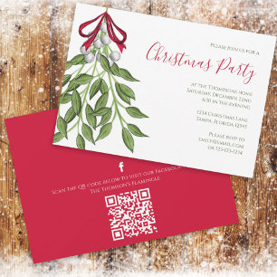 Invitation Noël Vacances Mistletoe Verdure Code QR