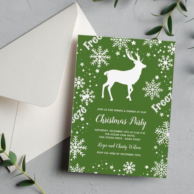 Invitation Noël vert aux rennes (Créateur téléchargé)
