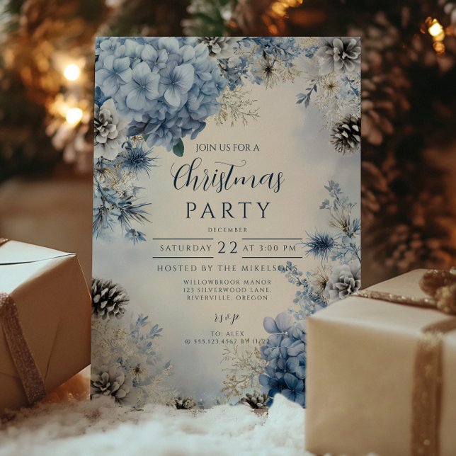 Invitation Noël Vert bleu dépoli (Créateur téléchargé)