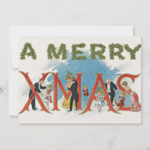 Invitation Noël victorien vintage, une fête de Noël joyeuse