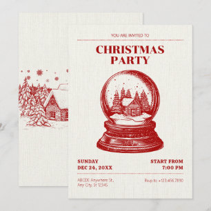 Invitation Noël vintage Snowglobe