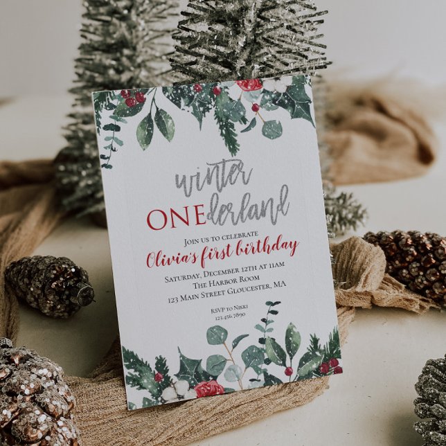 Invitation Noël Winter Onederland Premier Anniversaire (Créateur téléchargé)