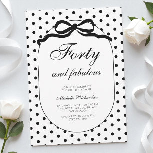 Invitation Noeud à pois Quarante ans et fabuleux 40e annivers