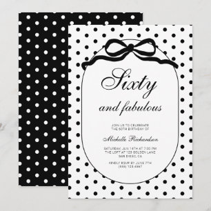 Invitation Noeud à pois Soixante ans et fabuleux 60e annivers