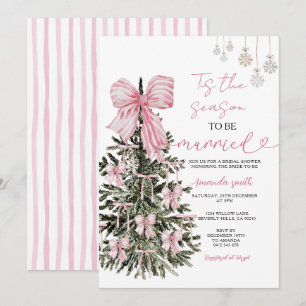 Invitation Nœud à rayures roses Arbre de Noël Couple Mariage