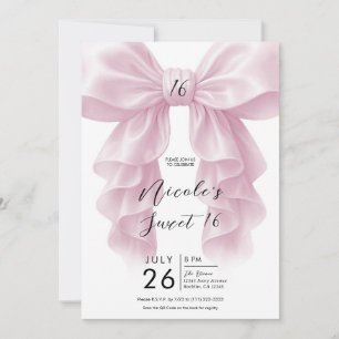 Invitation Nœud Cascade À Fronce Rose Élégant Et Douce Fête 1