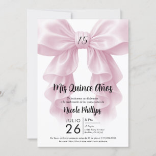 Invitation Nœud cascade à volants rose élégant pour fête de Q