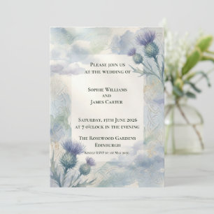 Invitation Nœud celtique Chardon Bleu Mariage Écossais   Heri