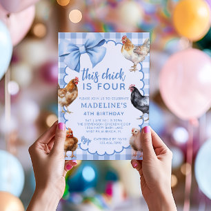 Invitation Nœud Coquette Bleu Fille Bohème Fête d'anniversair