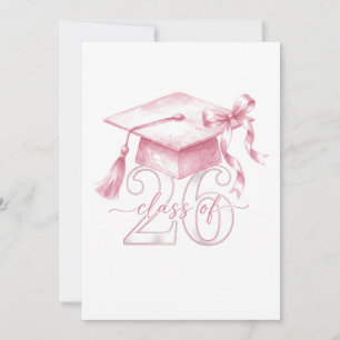 Invitation Nœud Coquette Rose Classe Terminale 2026 Fille Ter