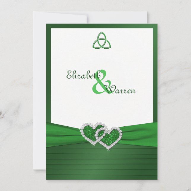 Invitation Noeud d'amour celtique dans l'invitation de vert (Devant)