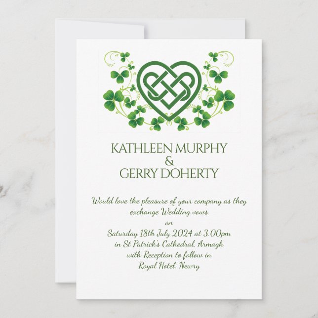 Invitation Noeud d'amour traditionnel irlandais celtique et S (Devant)