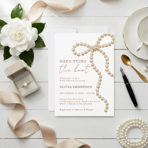 Invitation Noeud de perle, elle se marie : Baby Shower