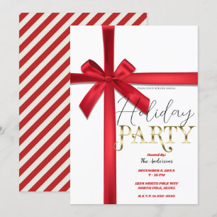 Invitation Nœud de ruban de satin rouge pour la fête de Noël