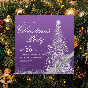 Invitation Nœud élégant violet pour sapin de Noël d'hiver