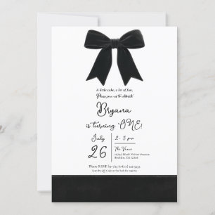 Invitation Nœud en velours noir élégant et chic pour 1er anni
