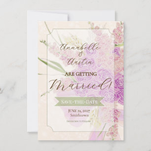 Invitation Nœud et bouquet d'orchidée ombré vintage