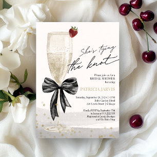 Invitation Nœud noir Elle fait un nœud Déjeuner de mariage