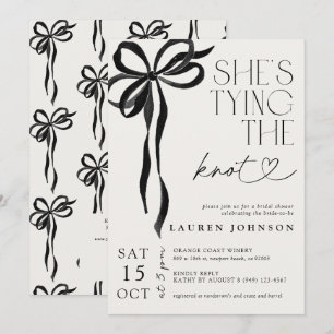 Invitation Noeud Papillon Noir Elle Attache le Noeud QR Enter