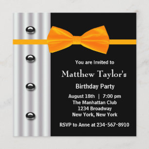 Invitation Nœud papillon orange Smoking noir pour hommes fête