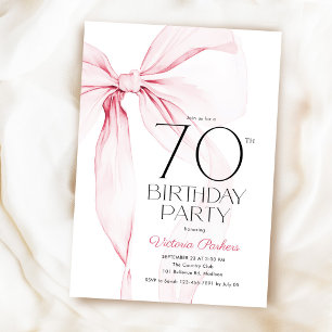 Invitation Nœud rose 70e anniversaire Élégant Féminin