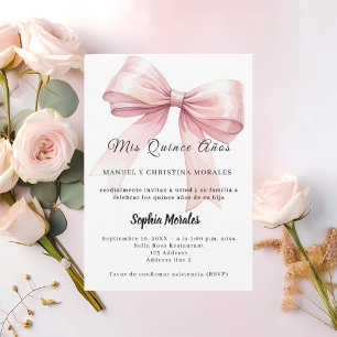 Invitation Nœud rose élégant Quinceanera