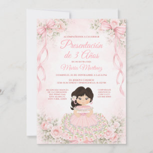 Invitation Nœud Rose Rougeoyant Présentation de Fille Espagno