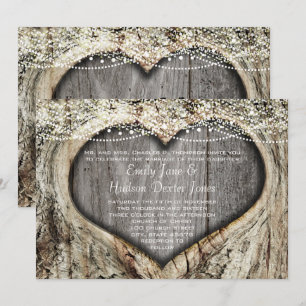 Invitation Noeud Rustique Coeur Forêt Dans Mariage Arbre