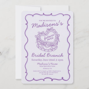 Invitation Nœud Violet Rétro Cœur Coquette Gâteau Mariage Pet