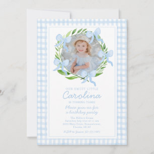 Invitation Nœuds à l'aquarelle Prépa Gingham Photo personnali
