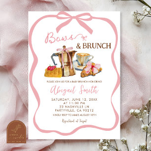 Invitation Nœuds coquettes roses et baby shower brunch