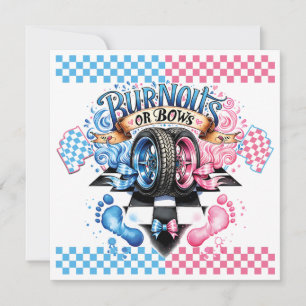 Invitation Nœuds roses et bleus et pneus pour révélation du s