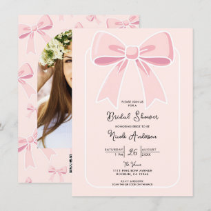 Invitation Nœuds Roses Mignon Coquette Cottage Chic Baby Show
