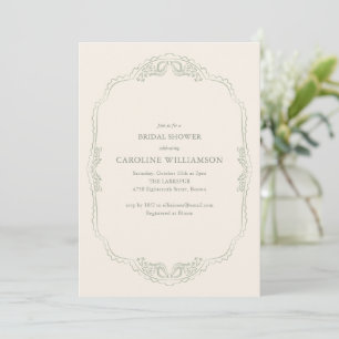 Invitation Nœuds Vert Sauge Ivoire Mariage Shower