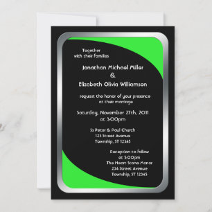 Invitation Noir alternatif avec Mariage vert néon
