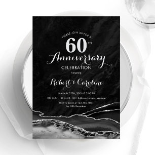 Invitation Noir Argent 60e Anniversaire