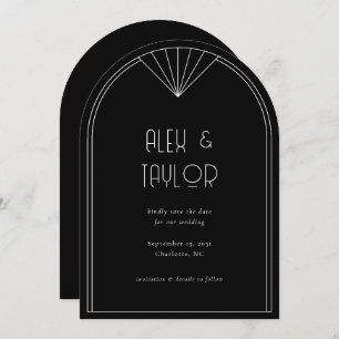 Invitation Noir Art Déco Arch Frame Mariage Enregistrer la da