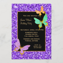 Noir avec Parties scintillant violette et papillon