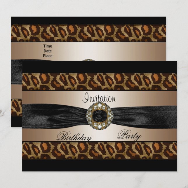 Invitation Noir Beige Or Animal Bow 2 (Devant / Derrière)