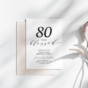 Invitation Noir & Blanc 80 Ans Aimé Fête d'anniversaire 80