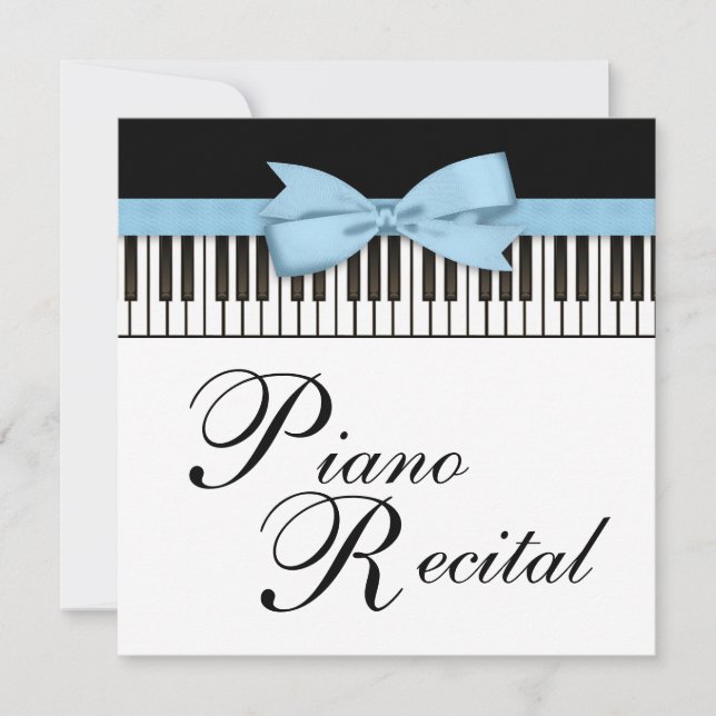 Invitation Noir Blanc Bleu Touches de piano Considérant (Devant)