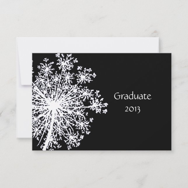 Invitation Noir Blanc Classic Diplôme Reine Anne Lace (Devant)
