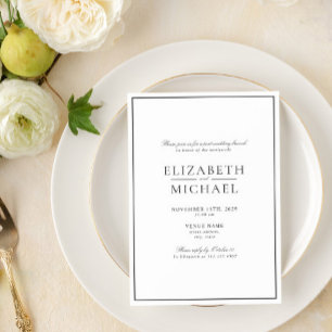 Invitation Noir & Blanc Classic Script Post Mariage Brunch
