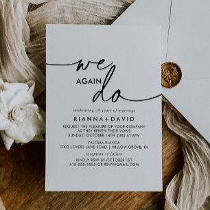 Invitation Noir Blanc Classique Nous Refaisons Vow Renouveau