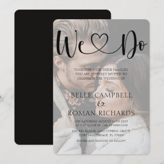 Invitation Noir & Blanc Coeur Calligraphie & Mariage Photo Da