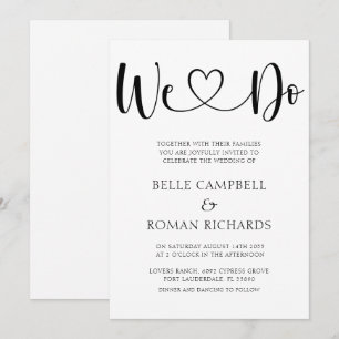 Invitation Noir & Blanc Coeur Calligraphie & Mariage Photo Da