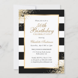 Invitation Noir blanc Confetti 50e anniversaire