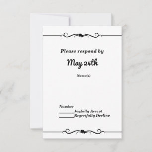 Invitation Noir & Blanc Double Coeurs Mariage RSVP Invitatio