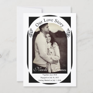 Invitation Noir & Blanc Grand Floral Moderne Étape à Marquer